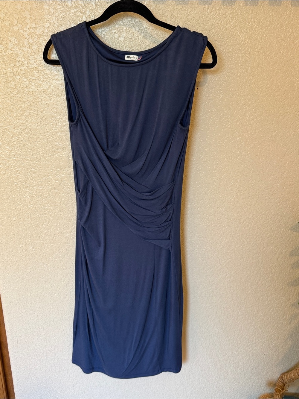 Kut from the Kloth Navy Sleeveless Draped Midi Dress